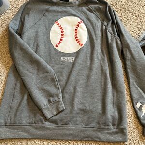 Baseballism Gray Sweatshirt with Heart Baseball Design